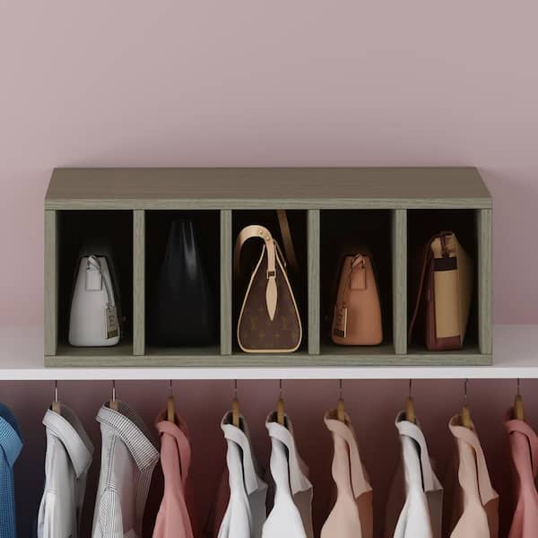 Basics Closet Storage Organizer with Fabric Bins and 3 Shelves,  Grey, 32.7 x 12.2 x 31