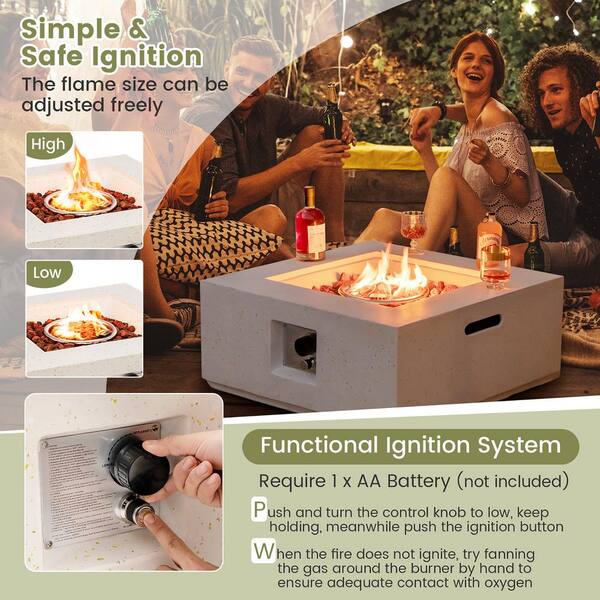 Costway 28 in. Square Metal Terrazzo Outdoor Fire Pit Table