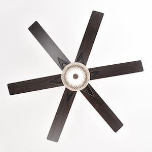 52 in. LED Modern Indoor Matte Black Ceiling Fan with Remote and Reversible 6 Blades