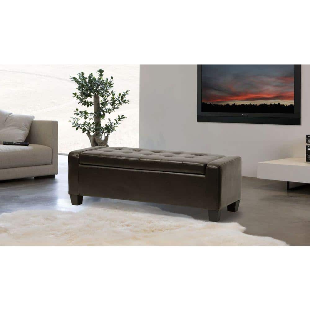 Manchester Dark Brown Bonded Leather Storage Ottoman