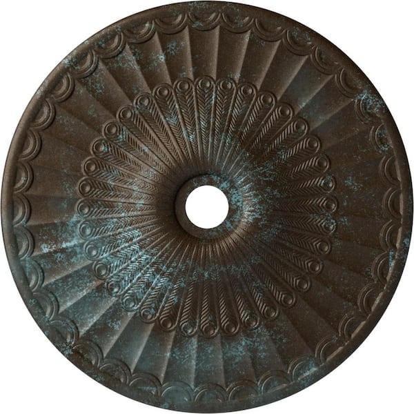 Ekena Millwork 2-3/8" x 36-5/8" x 36-5/8" Polyurethane Galveston Ceiling Medallion, Hand-Painted Bronze Blue Patina