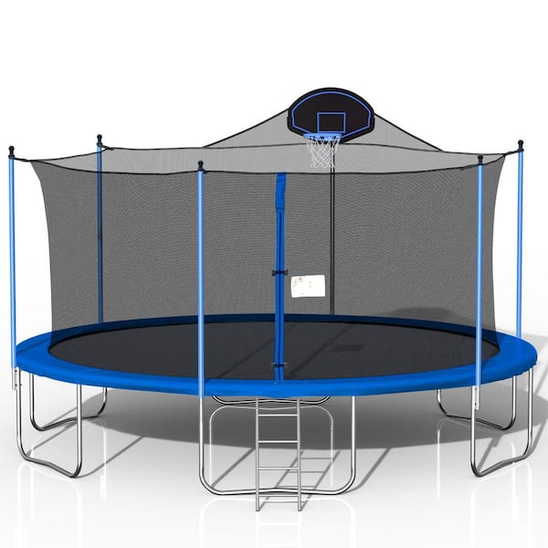 HOTEBIKE 16 ft. Metal Trampoline Blue with Board