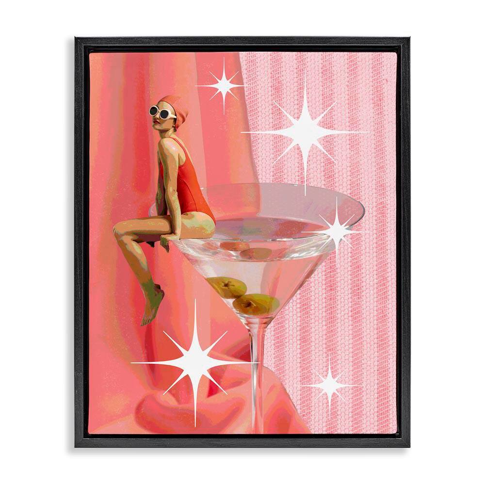 Vintage Swimmer on Drink by Daphne Polselli Black Floater Frame Food Graphic Art Print 31 in. x 25 in. price history on PriceWatchPro