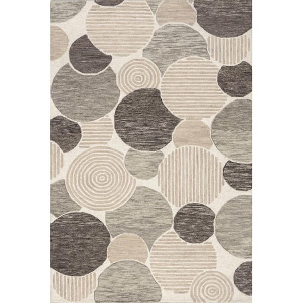 nuLOOM Zora Beige 5 ft. x 8 ft. Contemporary Abstract Wool Area Rug