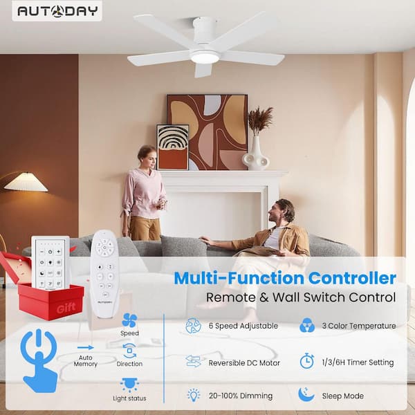 ZXXC 42 in. Indoor/Outdoor White Downrod Mount Ceiling Fan with