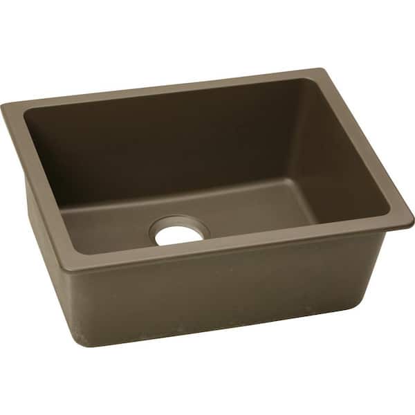 Quartz Classic Undermount 25 in. Single Bowl Kitchen Sink in Mocha