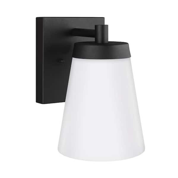 Generation Lighting Renville 1-Light Black Outdoor 10.25 in. Wall Lantern Sconce