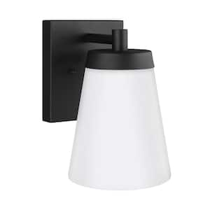 Renville 1-Light Black Outdoor 10.25 in. Wall Lantern Sconce