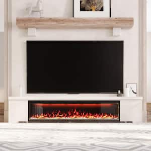 74 in. Wall-Mounted and Recessed Electric Fireplace in Black