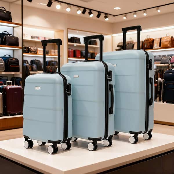 Merax 3-Bags 3-Piece Light Blue ABS Hardshell Double Spinner