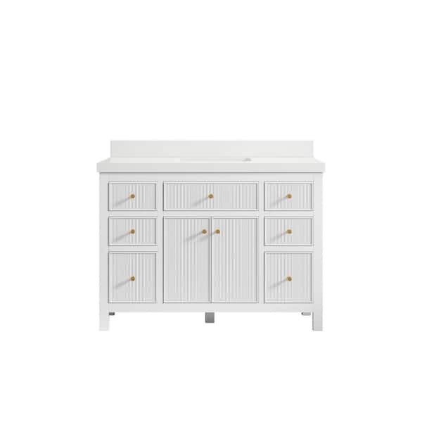 Willow Collections Sonoma 48 in. W x 22 in. D x 36 in. H Bath Vanity in White with 2" White Quartz Top