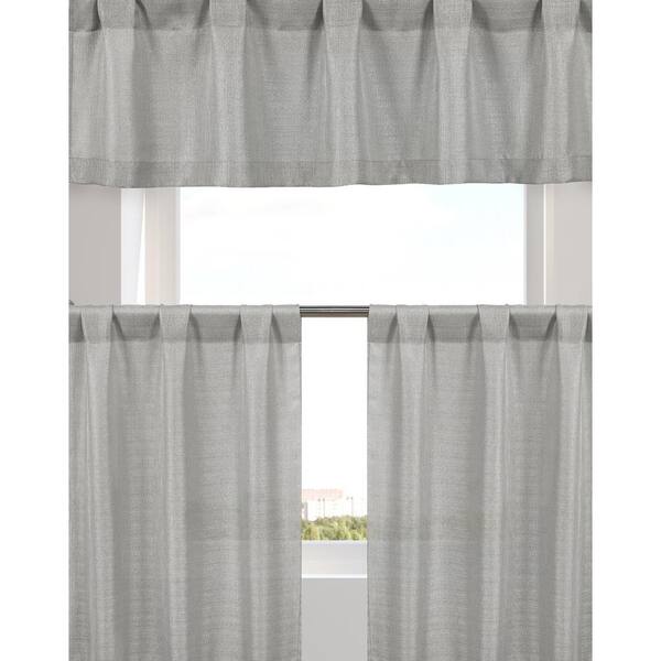 Home Maison Silver Solid Rod Pocket, Black And Silver Kitchen Curtains