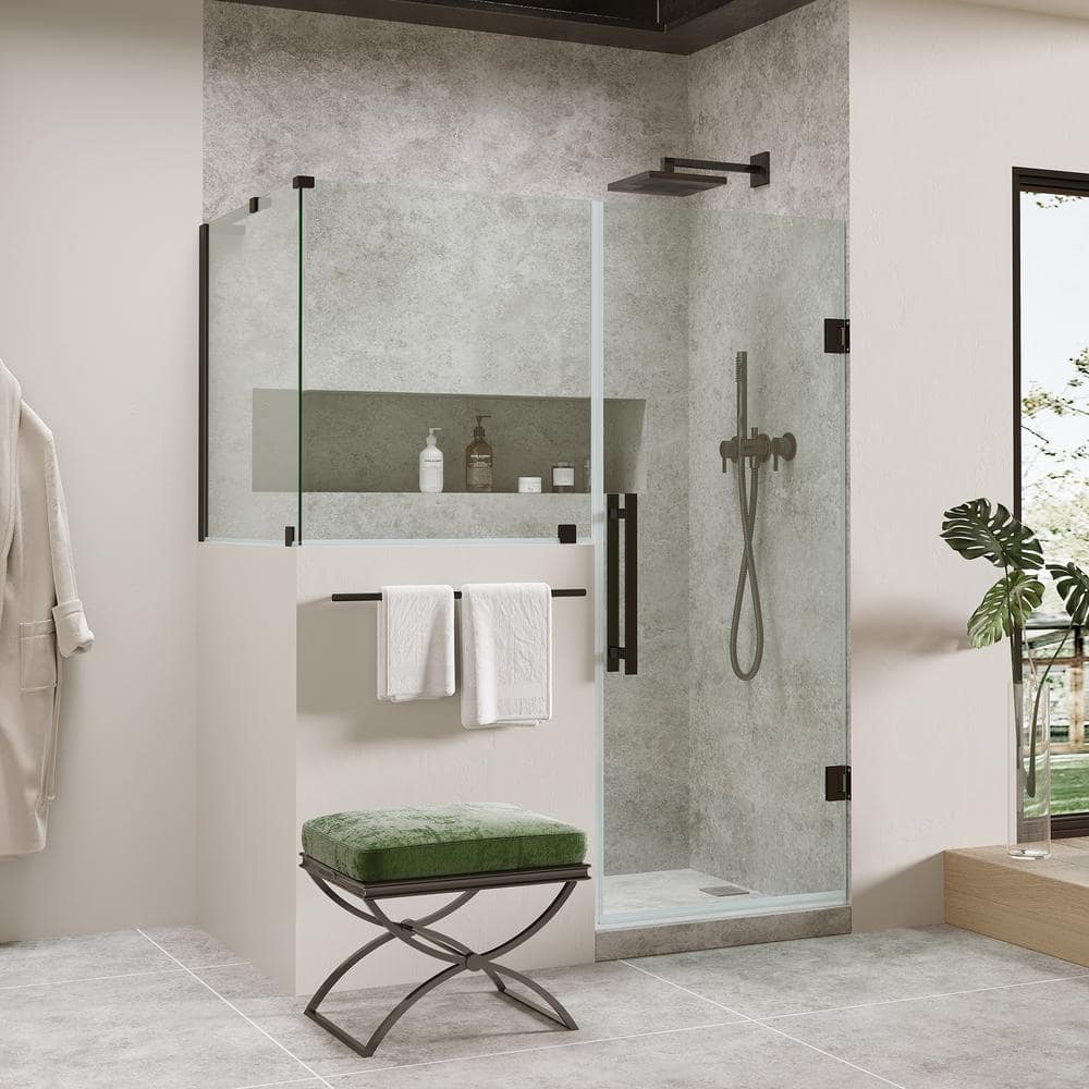 Tampa-Pro Black Frameless Corner Shower Enclosure with Tempered Glass