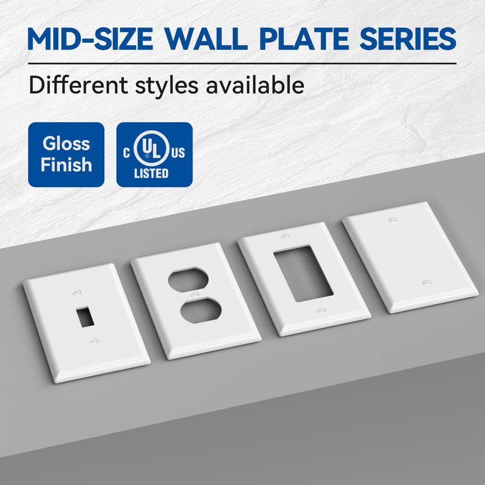 Glossy Black Rectangular Plastic 1-Gang Toggle Switch Wall Plate