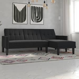Harlow Dark Gray Linen Small Space Sectional Futon