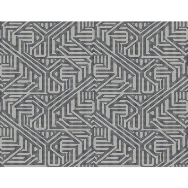 A-Street Prints Nambiti Charcoal Geometric Charcoal Wallpaper Sample