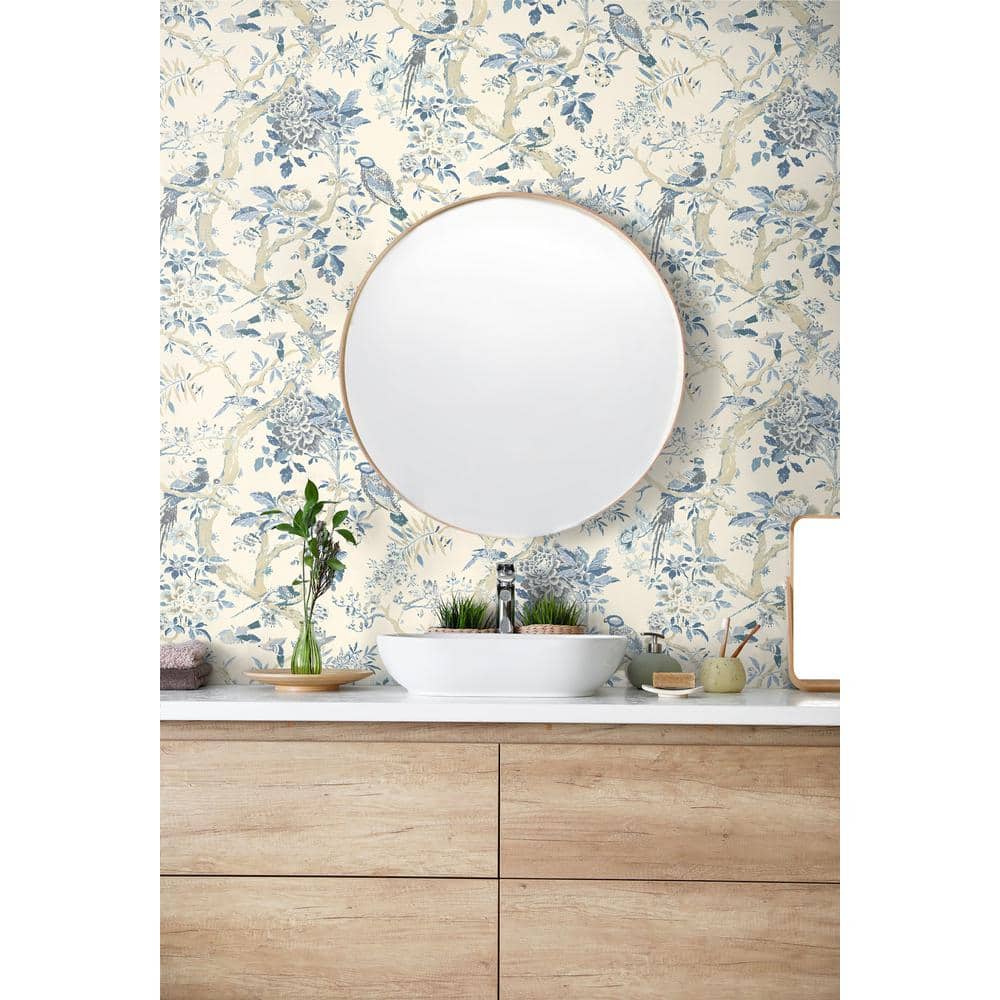 Menara Blue Floral Self-Adhesive Vinyl Wallpaper