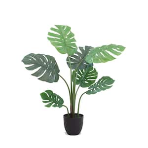 The Mod Greenhouse 39 in. Artificial Monstera Tree in 5.5 in. Plastic Pot (7 Leaf)