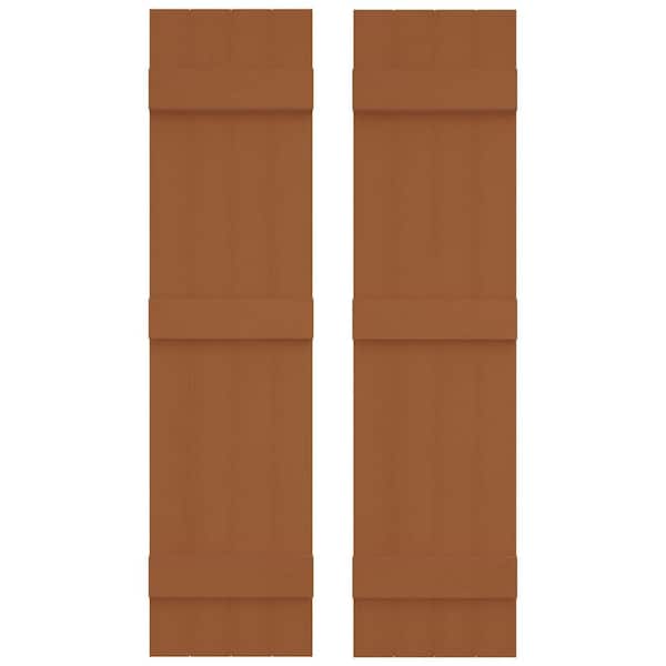 Ekena Millwork Builders Edge 14 in. W x 71 in. H Vinyl Board and Batten Shutters Pair in Treated Cedar