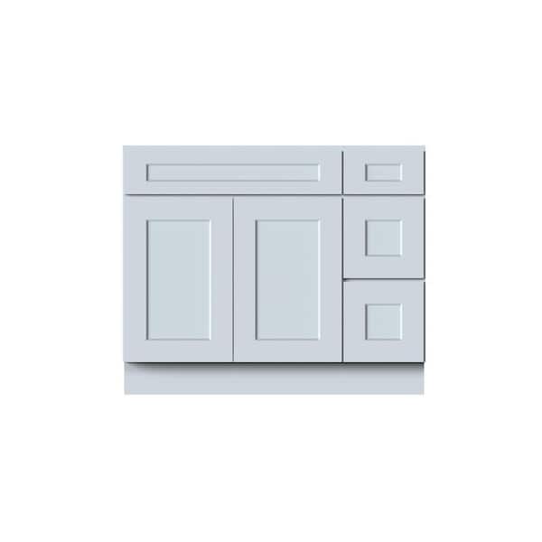 42in W x 21in D x 34. 5in H Plywood Ready to Assemble Floor Base Kitchen Cabinet in Gray with Drawer