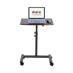 24 in. Rectangular Dark Walnut/Black Laptop Desk with Adjustable Height Feature