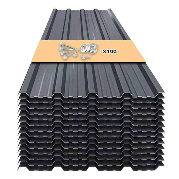1.47ft x 3.54ft 31-Gauge Corrugated Roof Panels, Galvanized Steel Metal Roof Panels for Carports Sheds in Grey (20Pack)