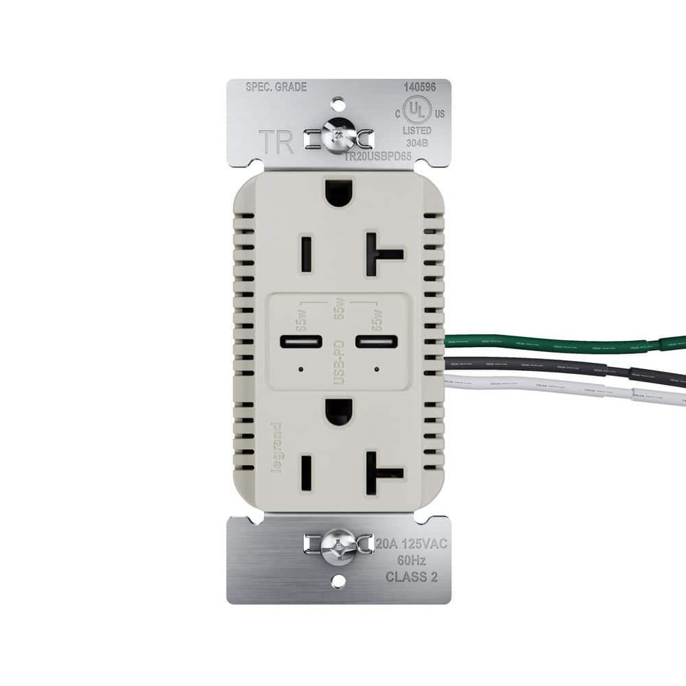 20 Amp Tamper Resistant 65-Watts Commercial Grade Power Delivery USB Type C Duplex Outlet Nickel price history on PriceWatchPro