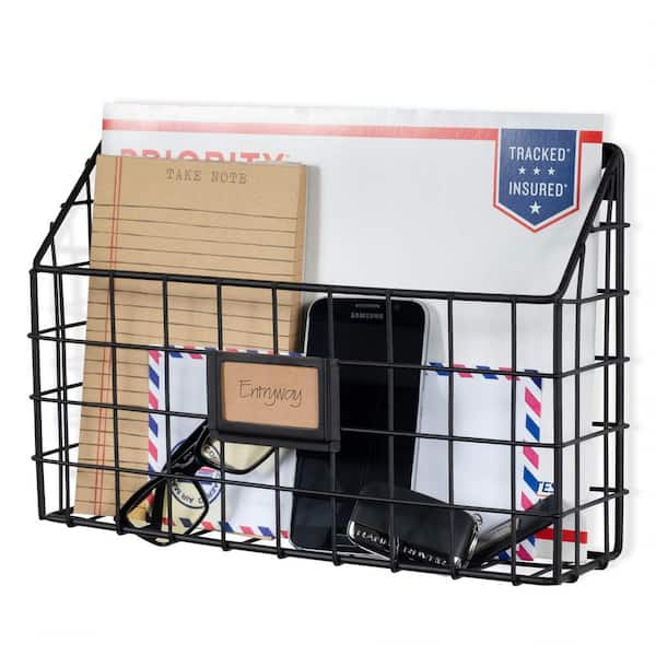 Large chicken wire mail buy holder with hooks, photo display with hooks, entry organizer, mail holder w/ clothespins, white framed photo display