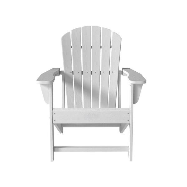 Mondawe White Outdoor Non-Folding Market Plastic Adirondack Chair Patio Garden Beach Chair (1-Pack)