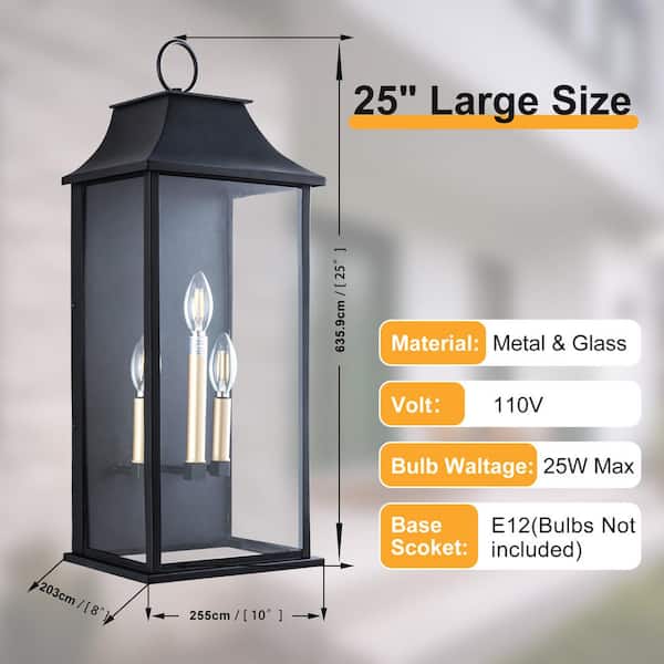 Maxax Decorators 25 in. 3-Light Black Traditional Dusk to Maxax Decorators 25 in. 3-Light Black Traditional Dusk to