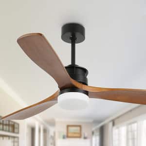 Novella 52in. LED Indoor Scandi Black Solid Wood 6-Speed Ceiling Fan With Light,Latest DC Motor and Remote Control