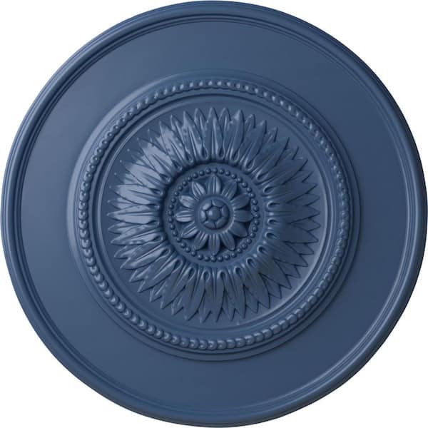 Ekena Millwork 23-1/2" x 2-3/4" Floral Urethane Ceiling Medallion, Hand-Painted Americana