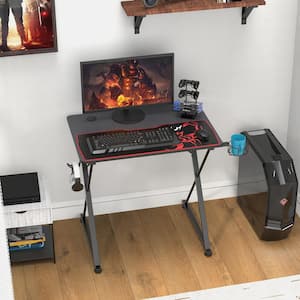 PX Series 31.5 in. Black Computer Gaming Desk with Cup Holder, Gear Rack, Headphone Hook, Socket Holder