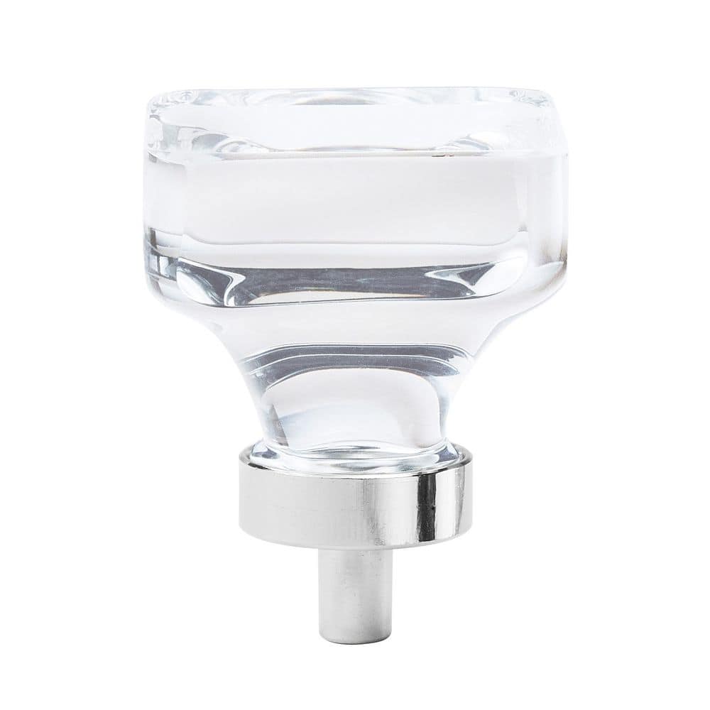 Clear Crystal and Polished Chrome Square Cabinet Knob