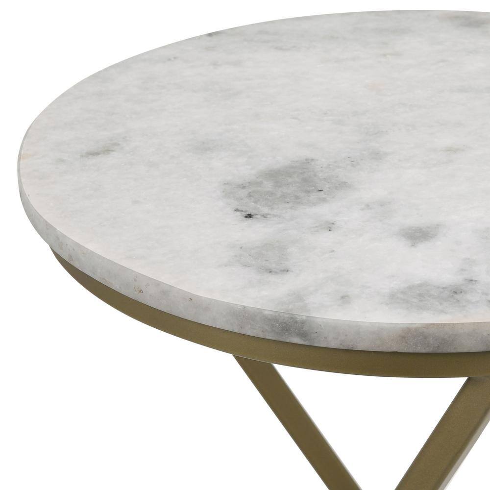 Round White Marble and Gold Metal Accent Table