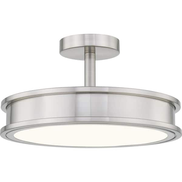 ASHLEY HARBOUR COLLECTION Camden 13.75 in. Brushed Nickel LED Semi-Flush Mount