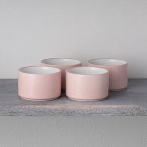 Colortex Stone Blush 3.75 in., 9 fl.oz. Porcelain Mini Bowls, (Set of 4)
