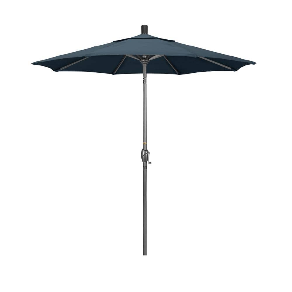 7.5 ft. Grey Aluminum Market Push Button Tilt Crank Lift Patio Umbrella in Sapphire Pacifica price history on PriceWatchPro
