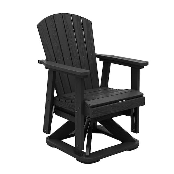 Plastic HDPE Resin Rocking Glider Chair Adirondack Swivel Outdoor Rocking Chair in Black