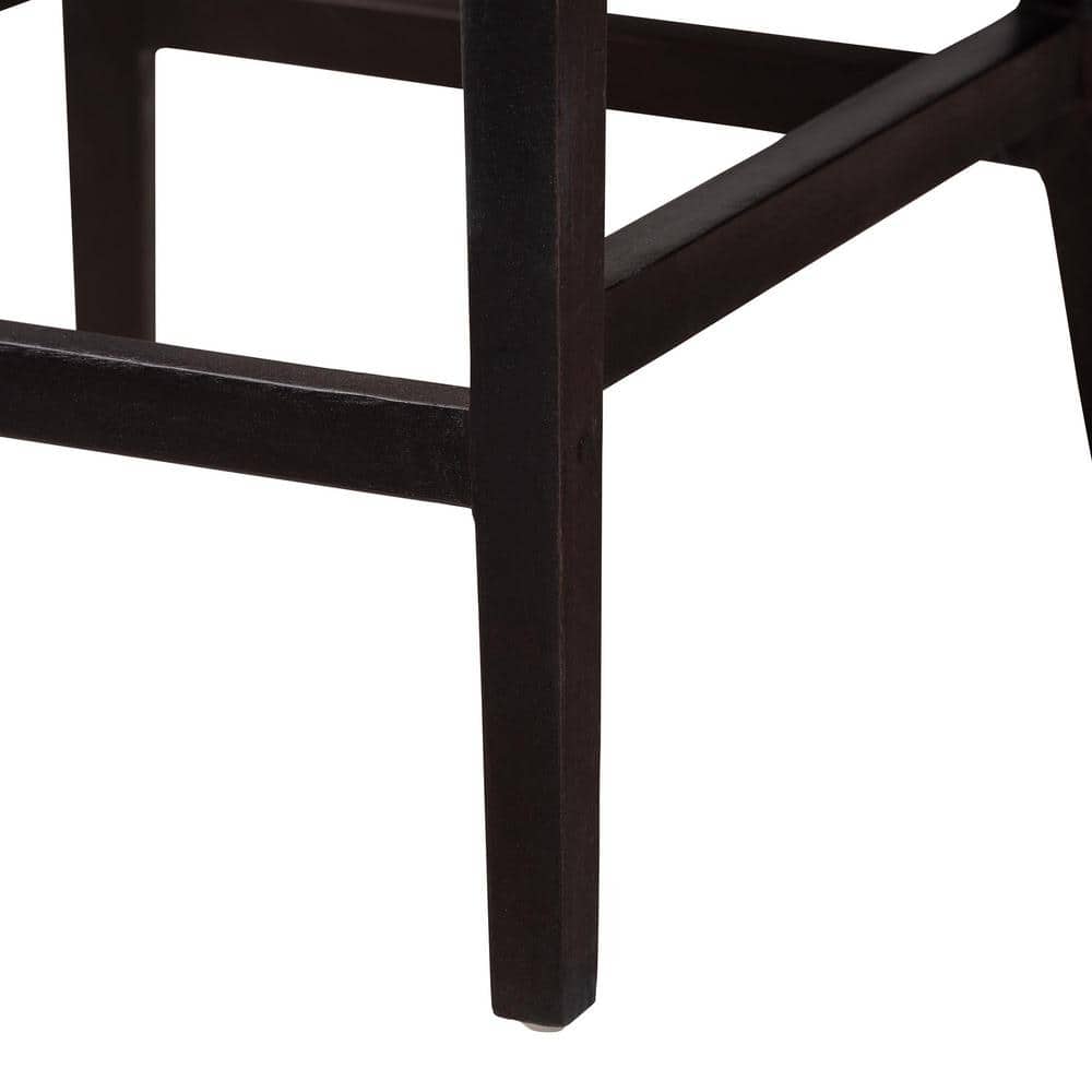 Lingga Dark Brown Mahogany Wood and Natural Rattan Counter Stool