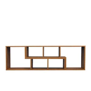 Walnut 16.89 in. White Particle Board Bookcase for Home Furniture