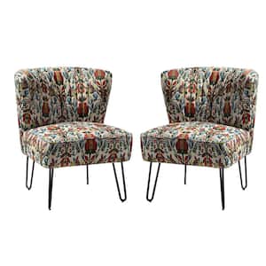 Dionisio U-shaped legs Upholstery armless chair with tufted print Set of 2