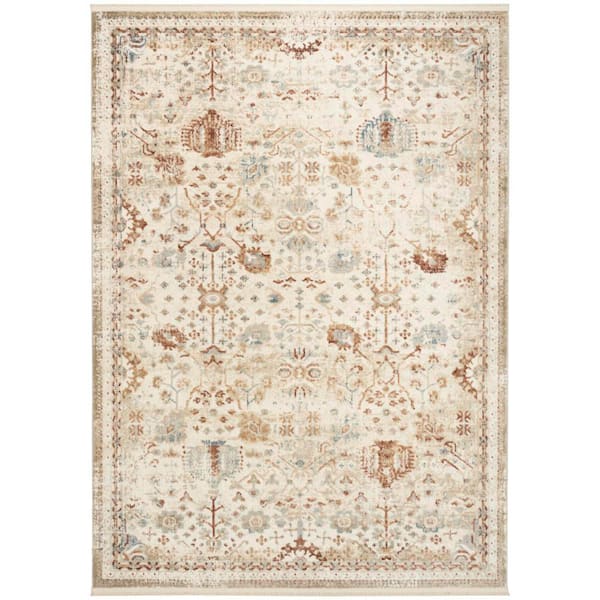 Pardis Ivory Rust 5 ft. x 7 ft. Floral Traditional Area Rug