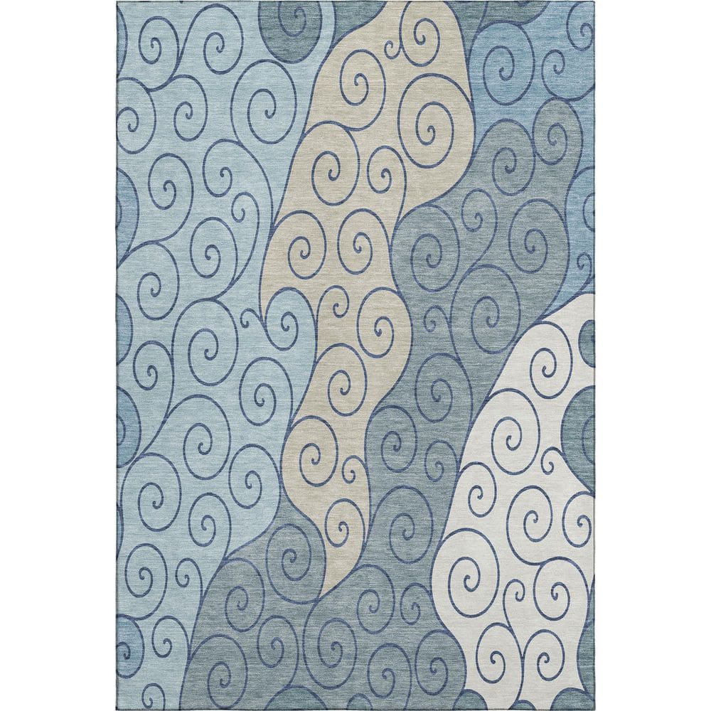 Mayfield Premium Machine Washable Abstract AMF2464 Sky 8 ft. x 10 ft. Area Rug price history on PriceWatchPro