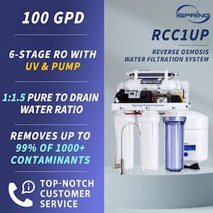 6-Stage Under Sink Reverse Osmosis Drinking Water Filtration System with Booster Pump and UV Filter, 100GPD