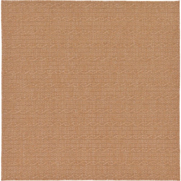 Outdoor Links Light Brown 6' 0 x 6' 0 Square Rug