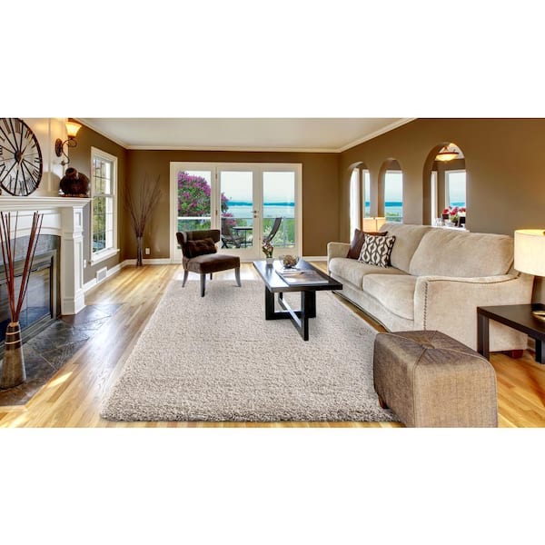 Ivory 3 ft. x 5 ft. Ocean Shag Plain Area Rug