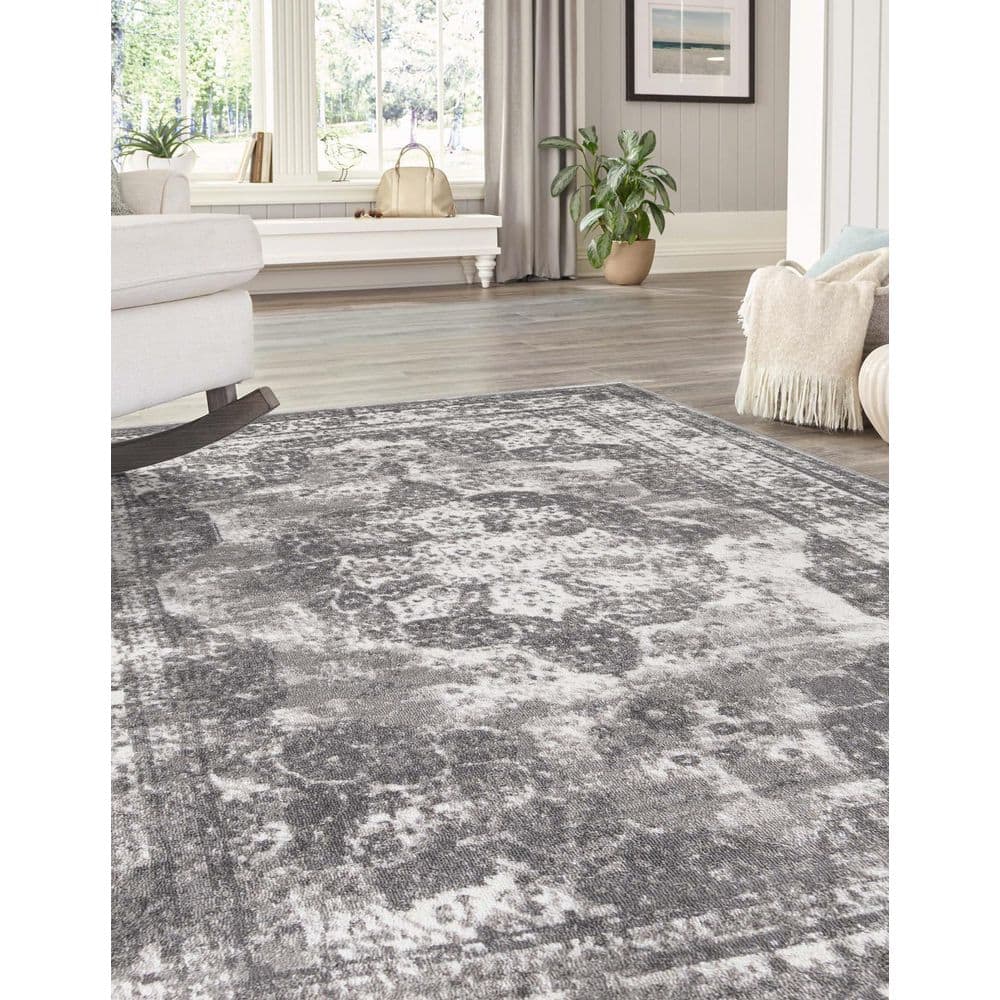Salle Garnier Sofia 9' x 12' Rectangular Gray Indoor Area Rug