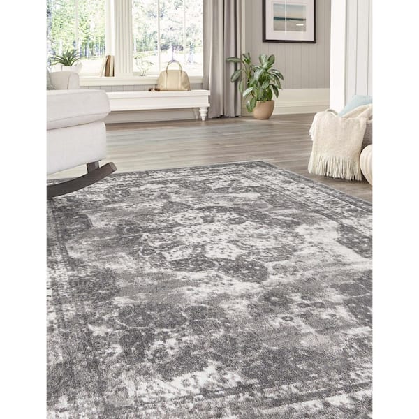 Unique Loom Sofia 4 ft Runner Gray Area Rug