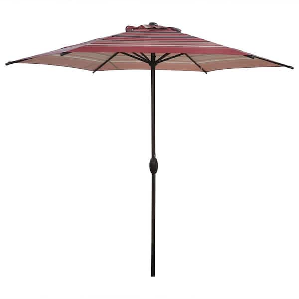 Abba Patio 9 Ft Market Push Button Tilt Outdoor Patio Umbrella In Red Stripe With Crank 2913